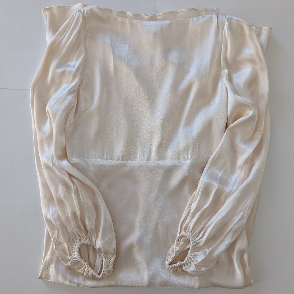 Shona Joy La Lune Balloon Sleeve Backless Midi Dress- Cream - Picture 13 of 15